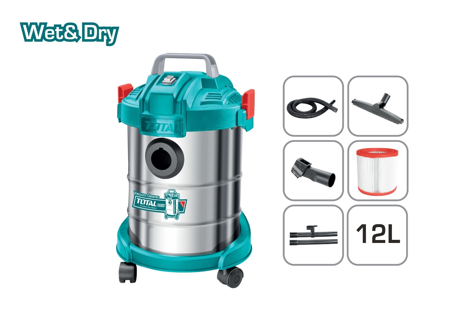 Total Vacuum Cleaner Wet &amp; Dry 800W - TVC14122