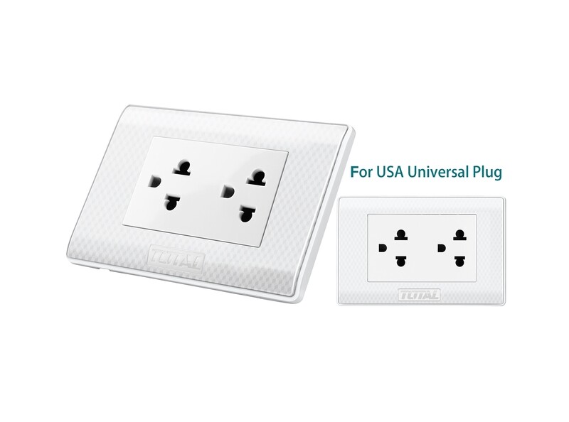 Total 2 Gang 84mm Electric Universal Socket- THESST183201
