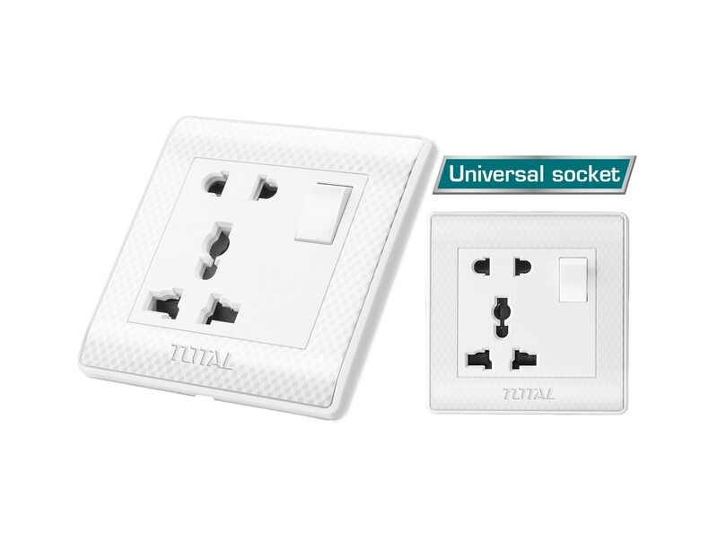 Total 1 Gang 2&amp;3 Pin 16A Electric Universal Socket- THESST1116A