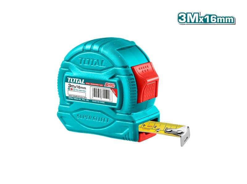 Total 3mx16mm Steel Measuring Tape TMT34316