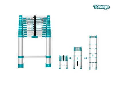 Total 10 Step Telescopic Ladder - THLAD08101