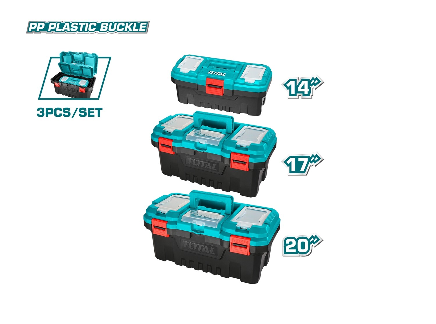 Total 3 Pcs Plastic Tools Box Set- TPBXK0031