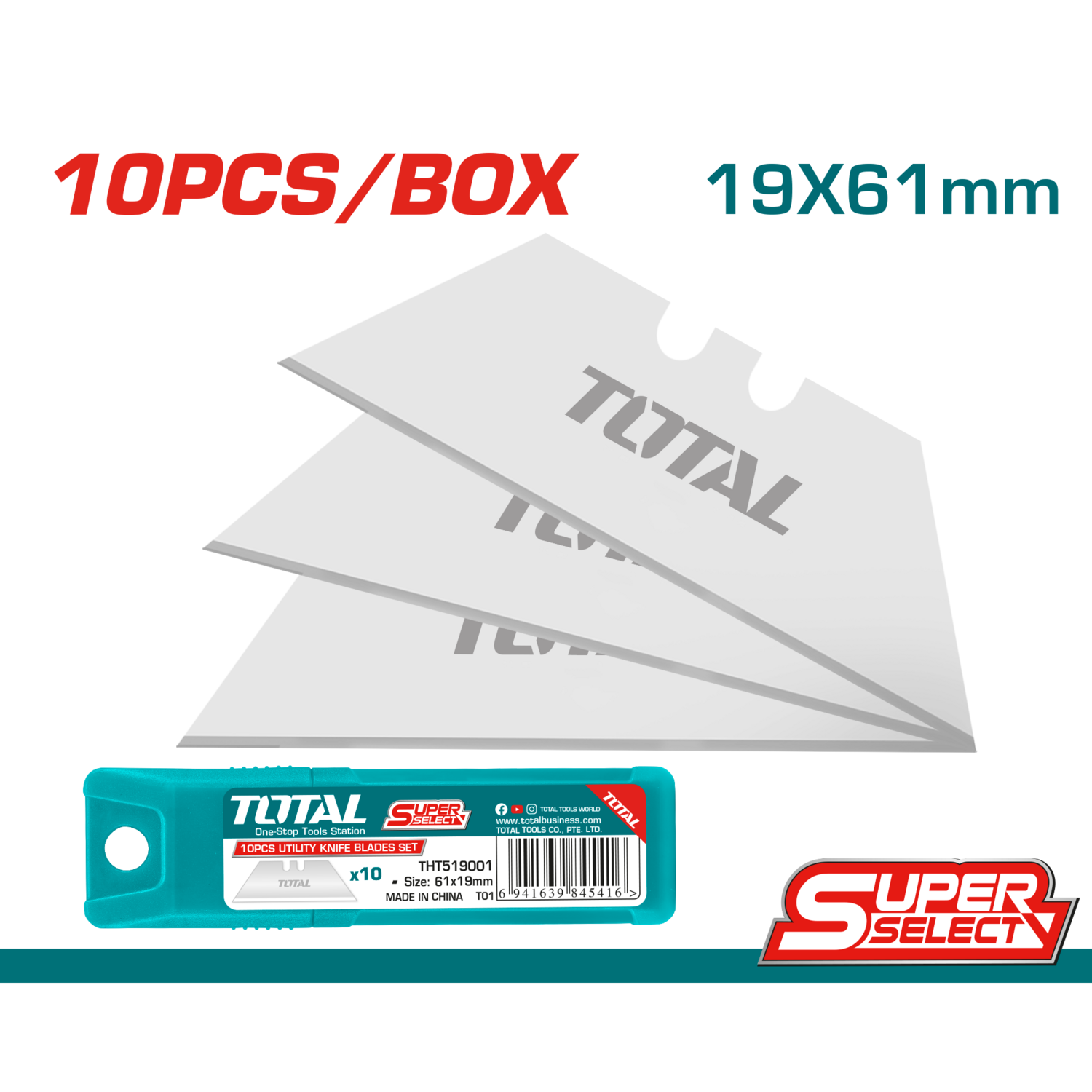 Total 10 Pcs Utility Knife Blades Set- THT519001