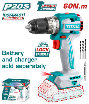 Total 20v Lithium-Ion Compact Brushless Impact Drill- TIDLI206021