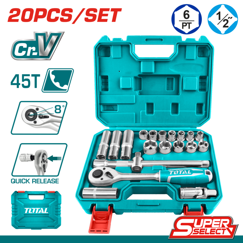 Total 20 Pcs 1/2&quot; Socket Set- THT121201