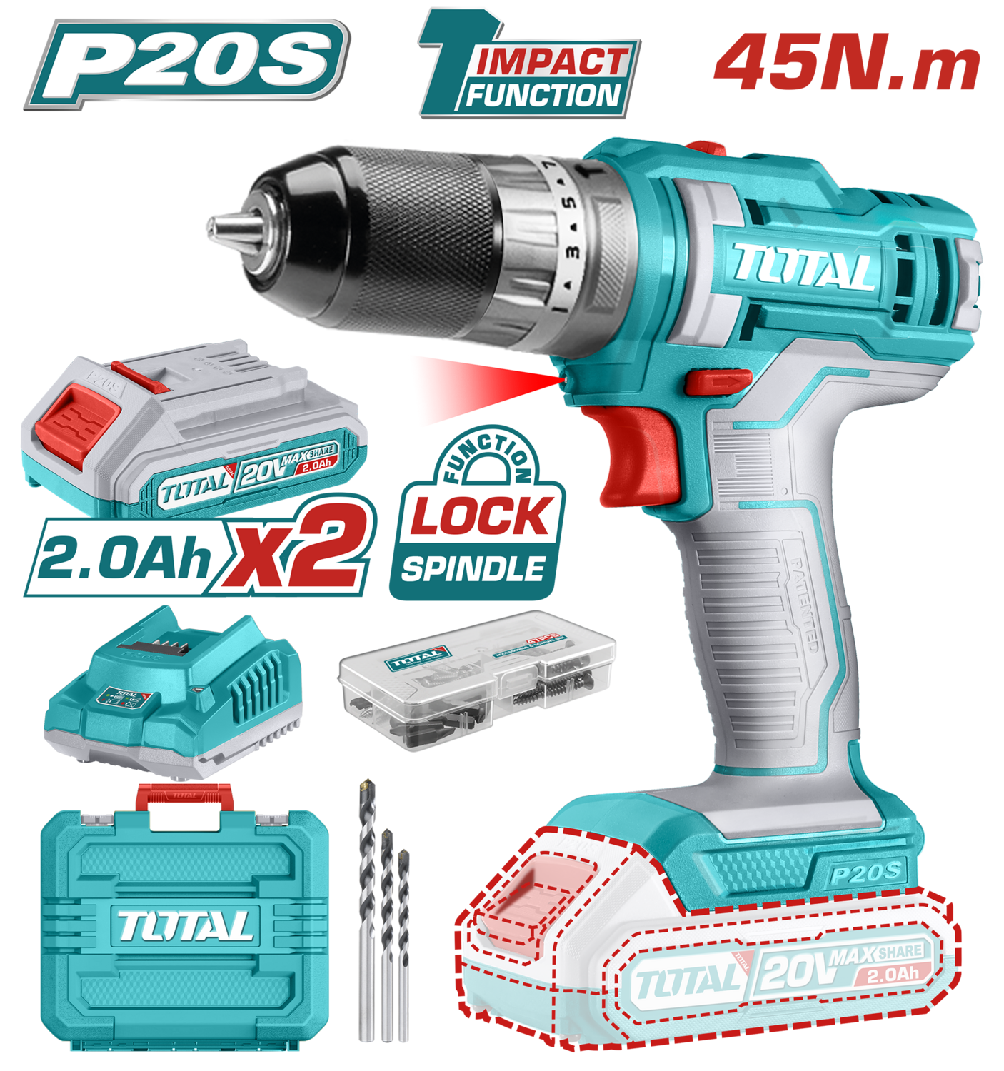 Total Lithium-Ion Impact Drill- TIDLI201452