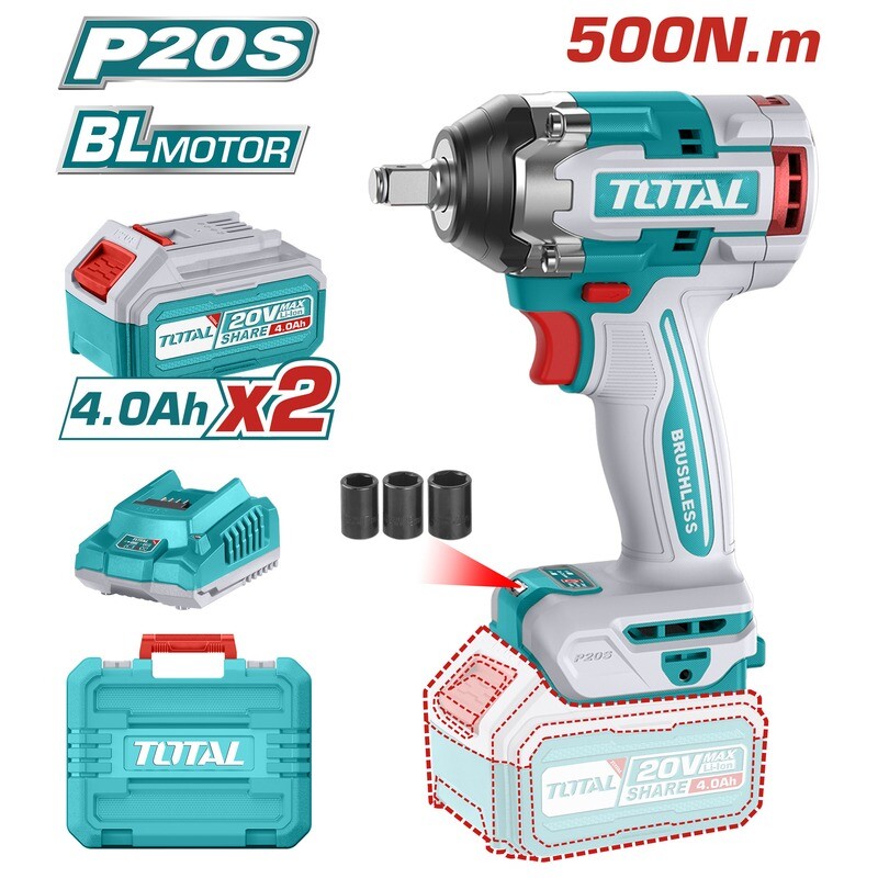 Total 20V Lithium-Ion Impact Wrench - TIWLI2050
