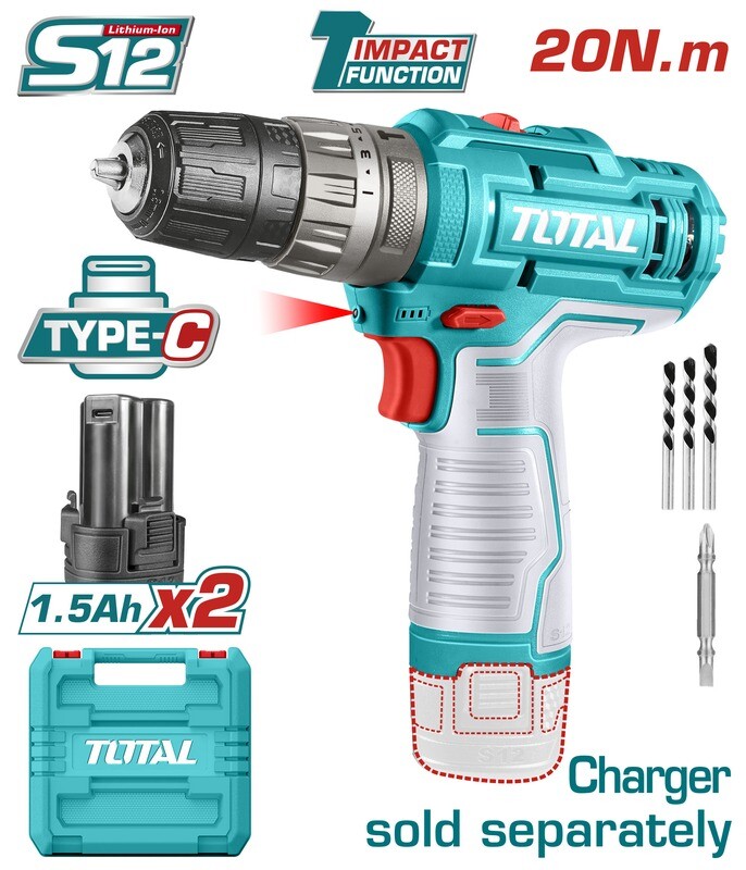 Total Lithium-Ion Impact Drill- TIDLI12202
