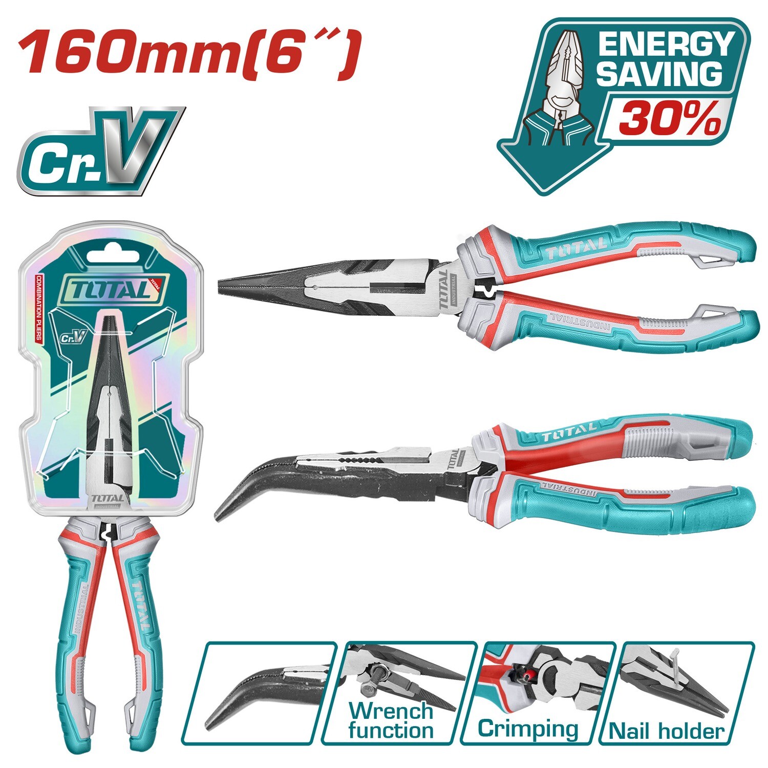 Total High Leverage  Bent Nose Pliers - THT24616S