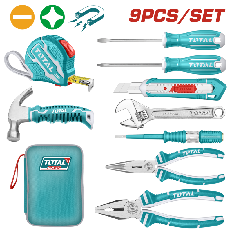 Total 9 PCS Hand Tools Set  - THKTHP90097