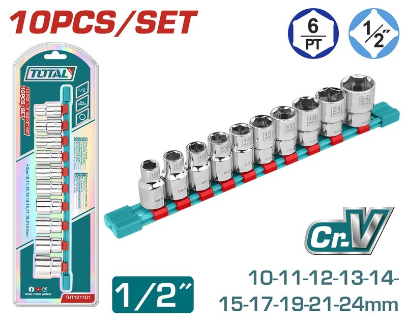 Total 10 Pcs 1/2&quot; Socket Set - THT121101