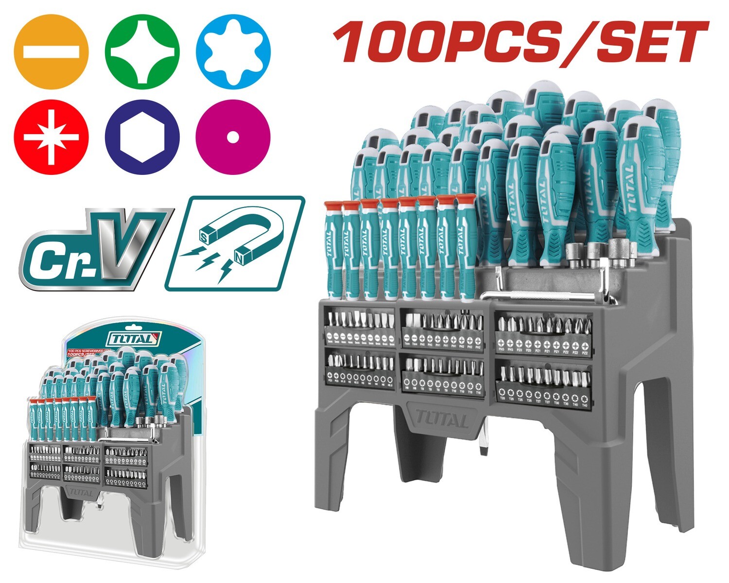 Total 100 PCS Screwdriver  Set - THT2506100