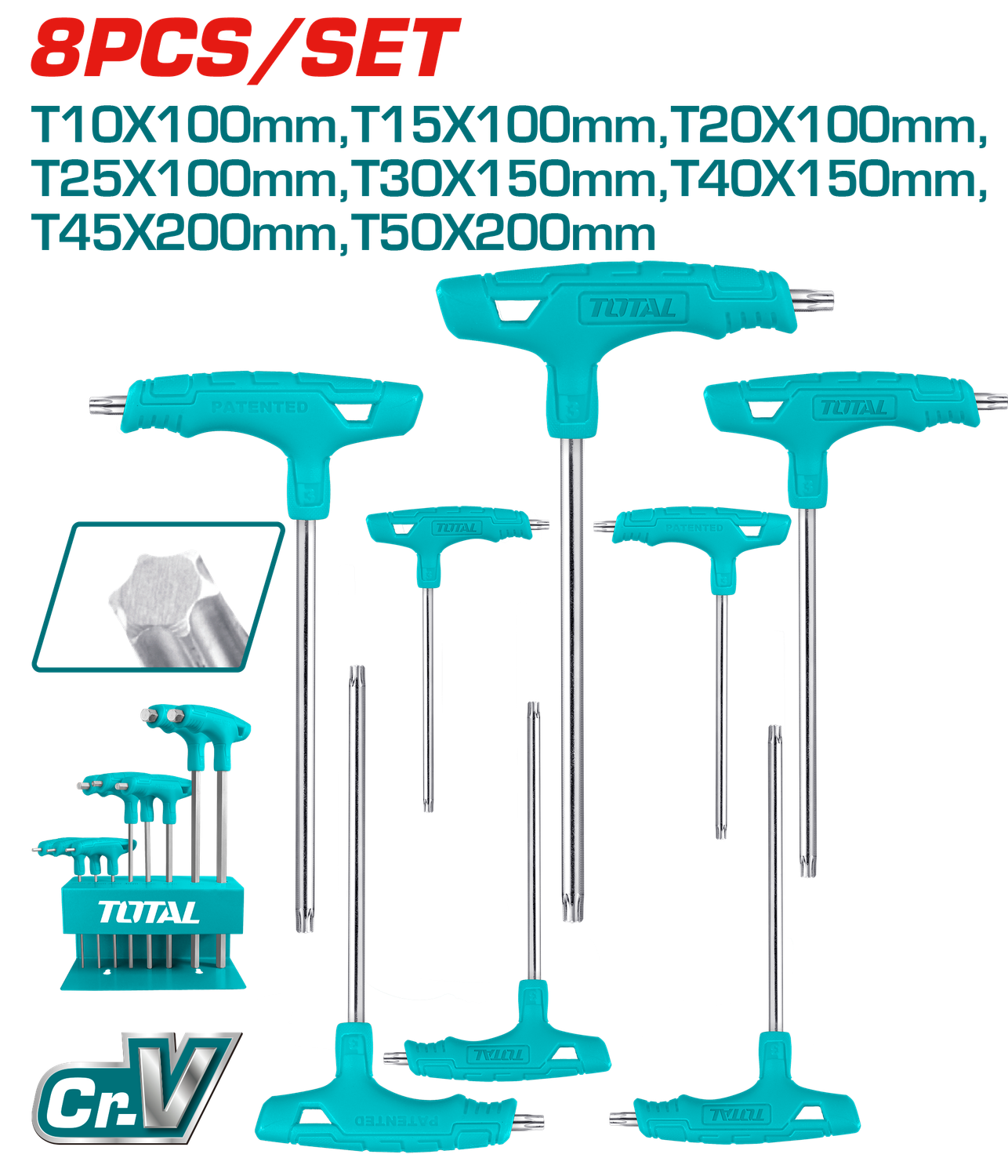 Total 8 Pcs T-Handle Torx Wrench Set - THHW80836