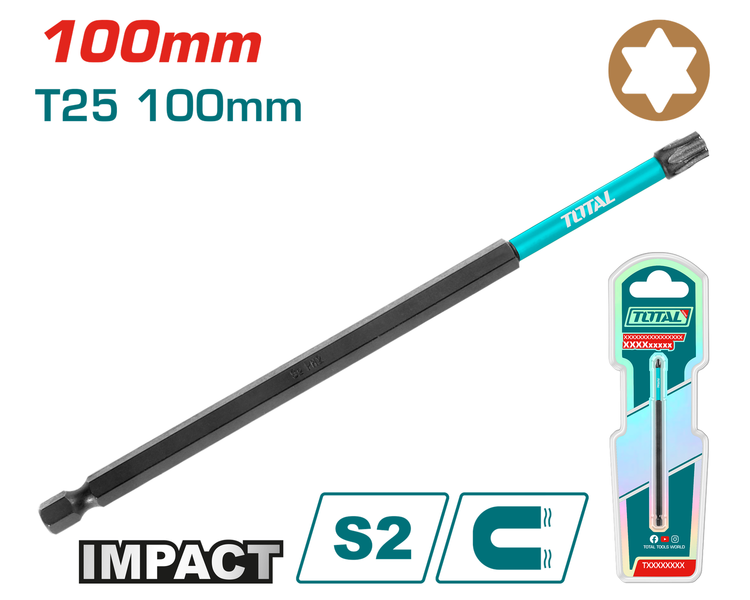Total 100mm T25 Impact Screwdriver Bit – TACIM71T25100