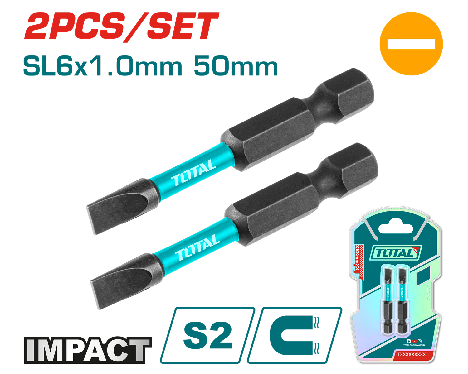 Total 50mm, SL6*1.0mm Impact Screwdriver Bit – TACIM71SL650