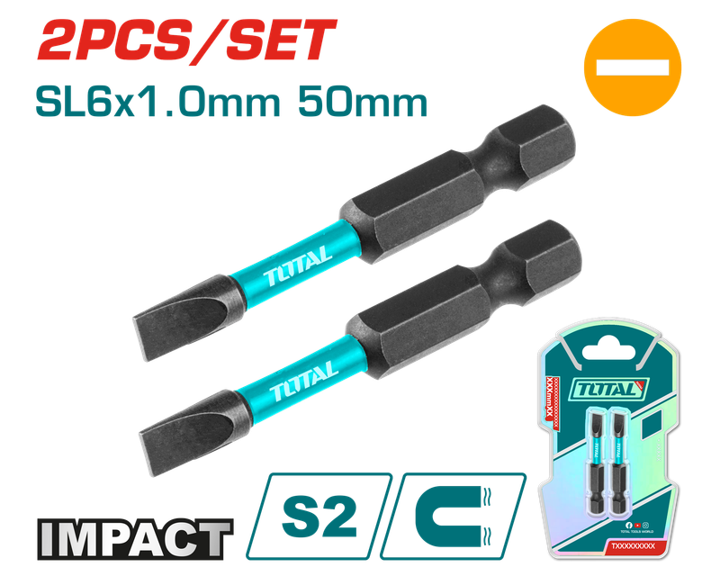 Total 50mm, SL6*1.0mm Impact Screwdriver Bit – TACIM71SL650