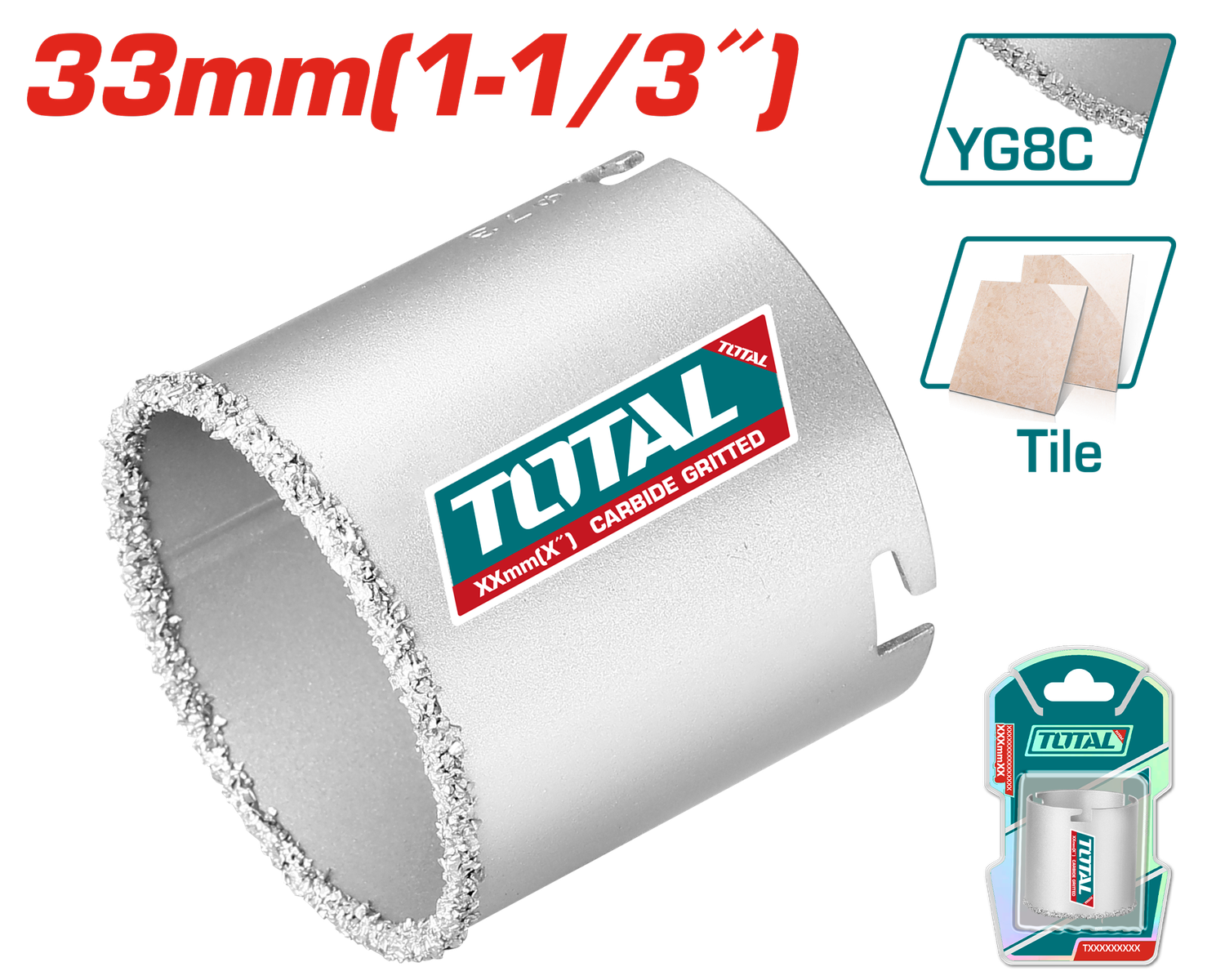 33mm (1-19/64″) Carbide Gritted Hole Saw – TAC440331
