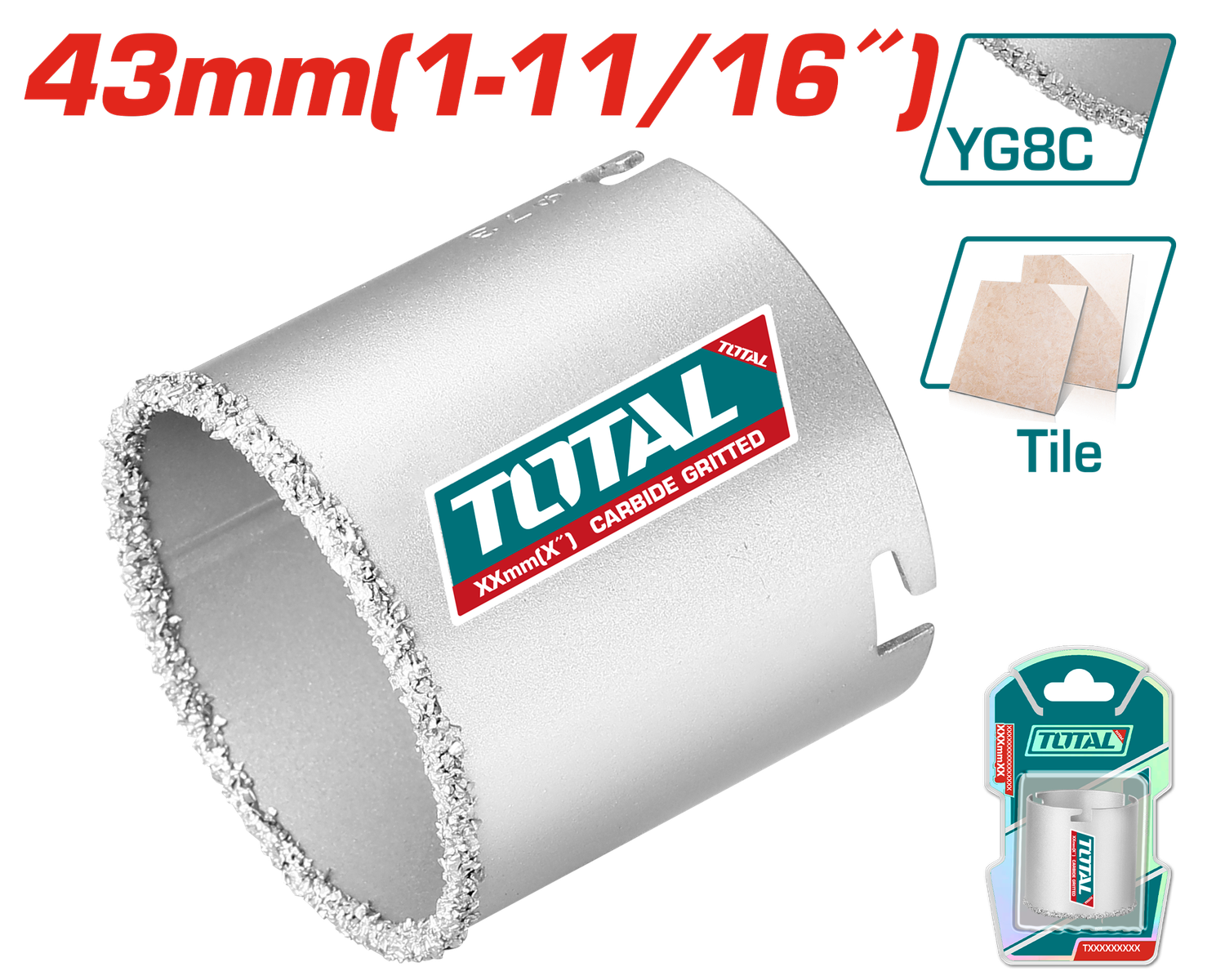 43mm (1-11/16″) Carbide Gritted Hole Saw – TAC440431