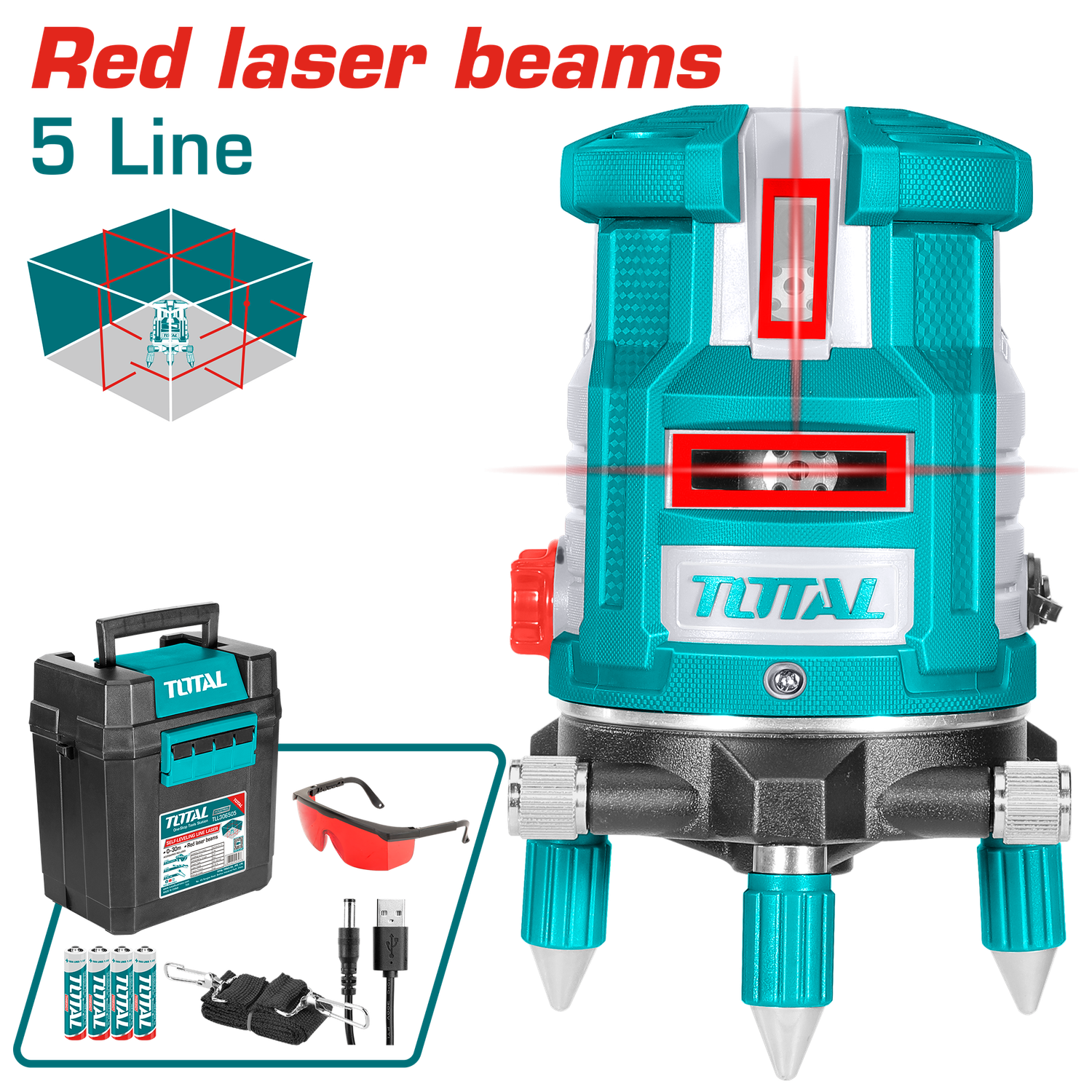 Total Self-leveling Line Laser ( Red Laser Beam ) – TLL306505