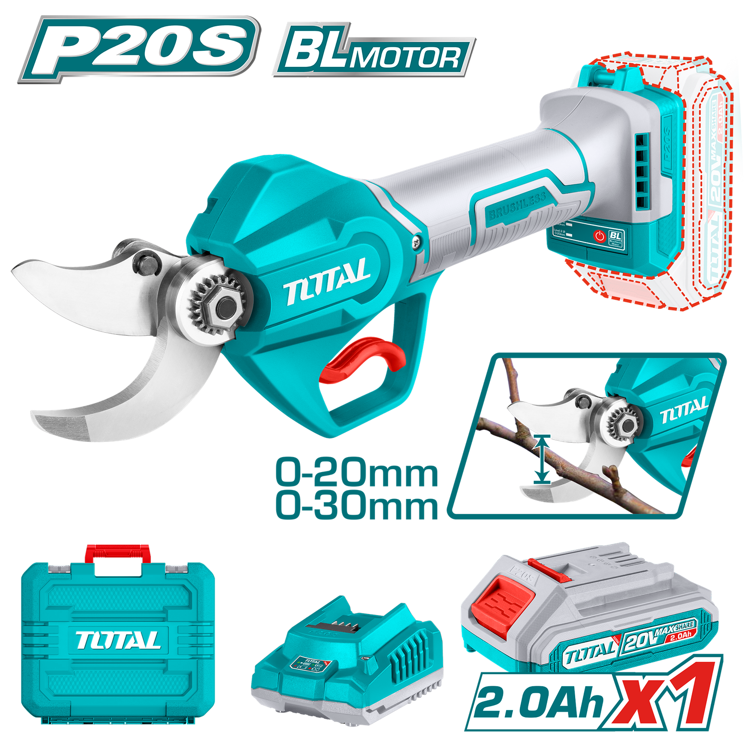 Total 20V, 20mm/30mm Cordless Gauge Straight Shear - TSSLI203083