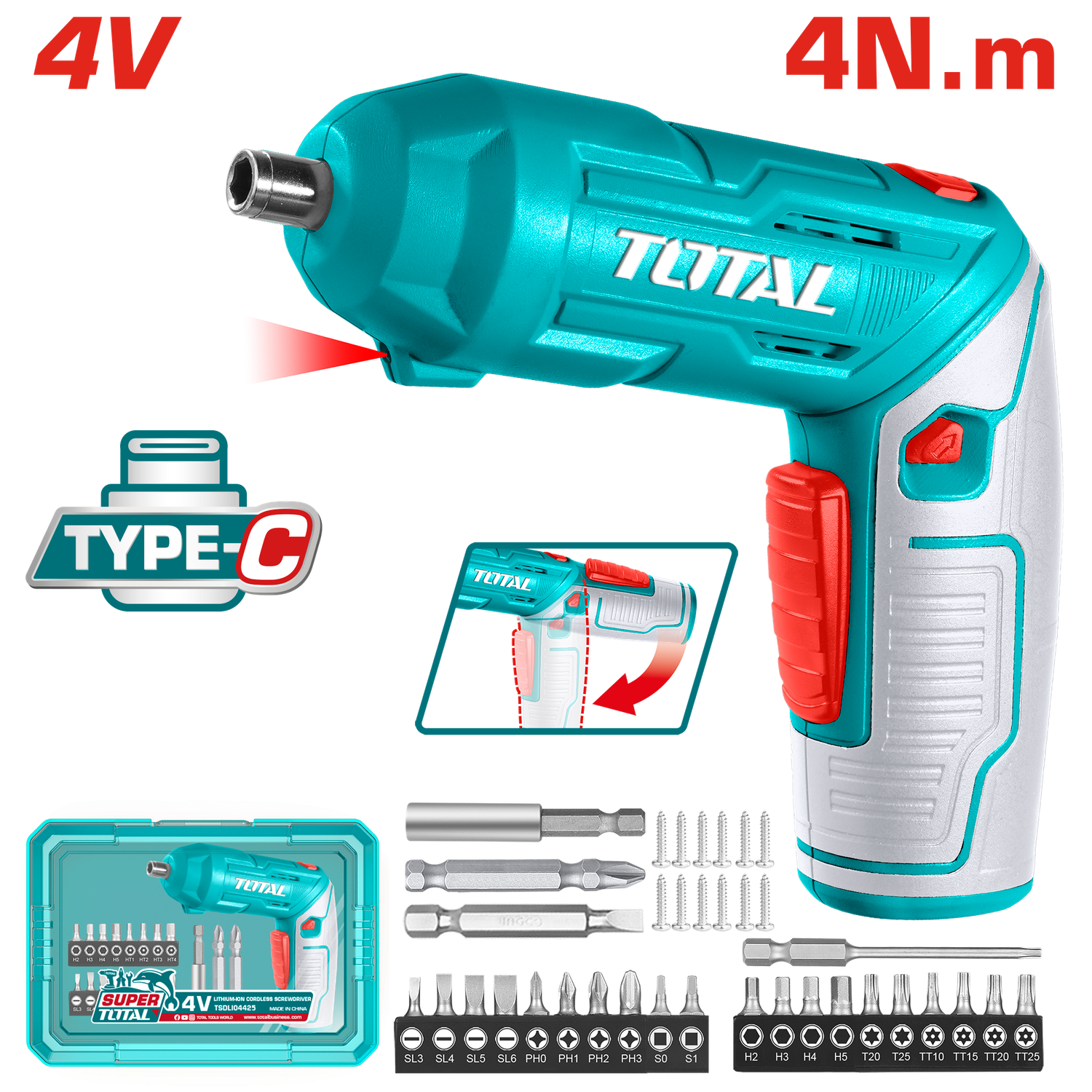 Total Lithium-Ion Cordless Screwdriver - TSDLI04425