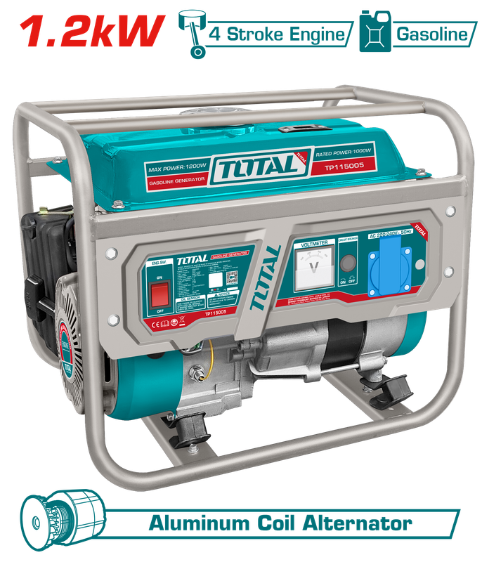 Total 1.2kW Gasoline Generator - TP115005