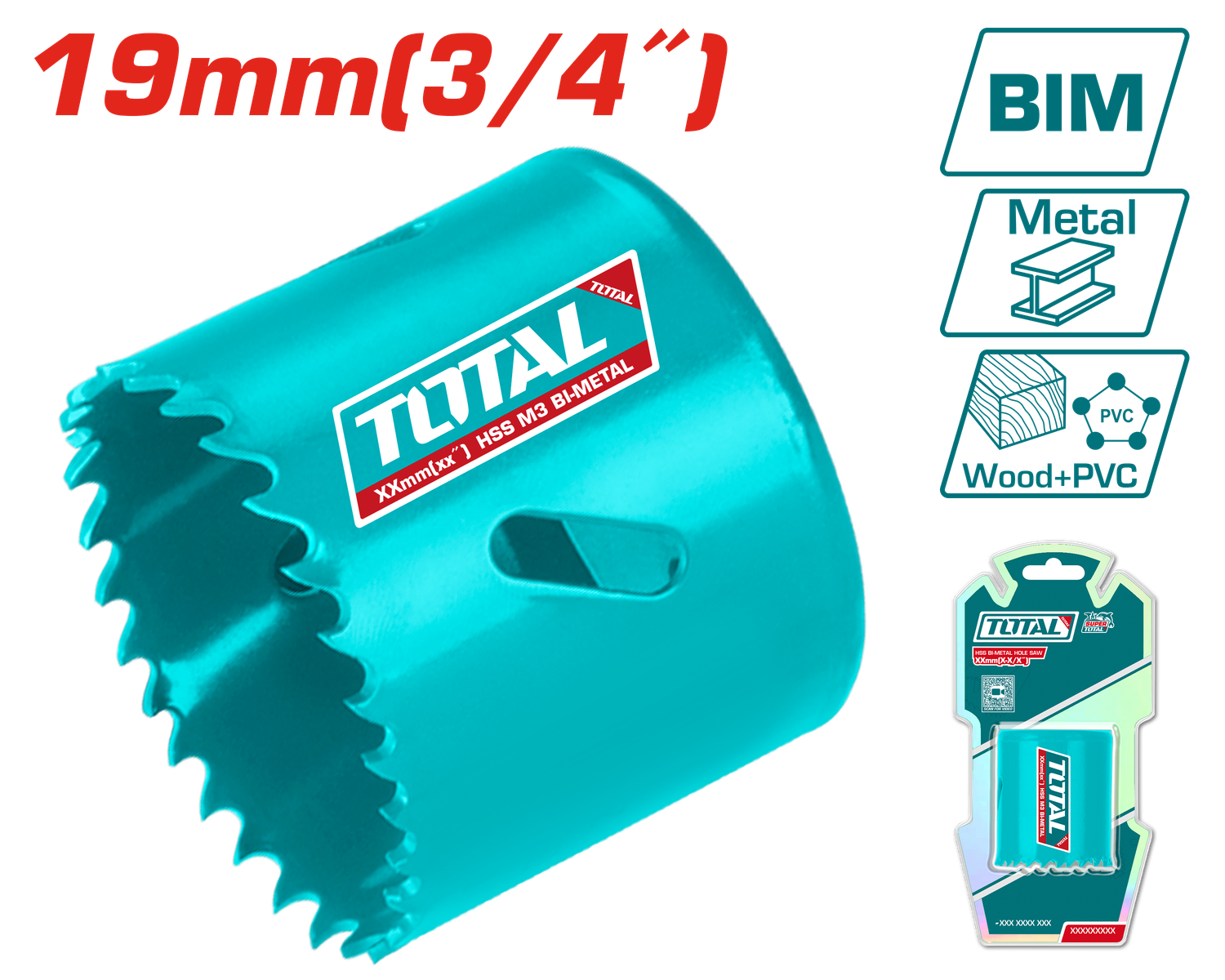 Total 19mm (3/4&quot;) HSS Bi-Metal Hole Saw – TAC410191
