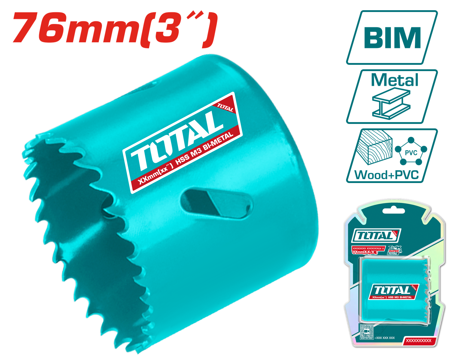 Total 76mm (3&quot;) HSS Bi-Metal Hole Saw –TAC410761
