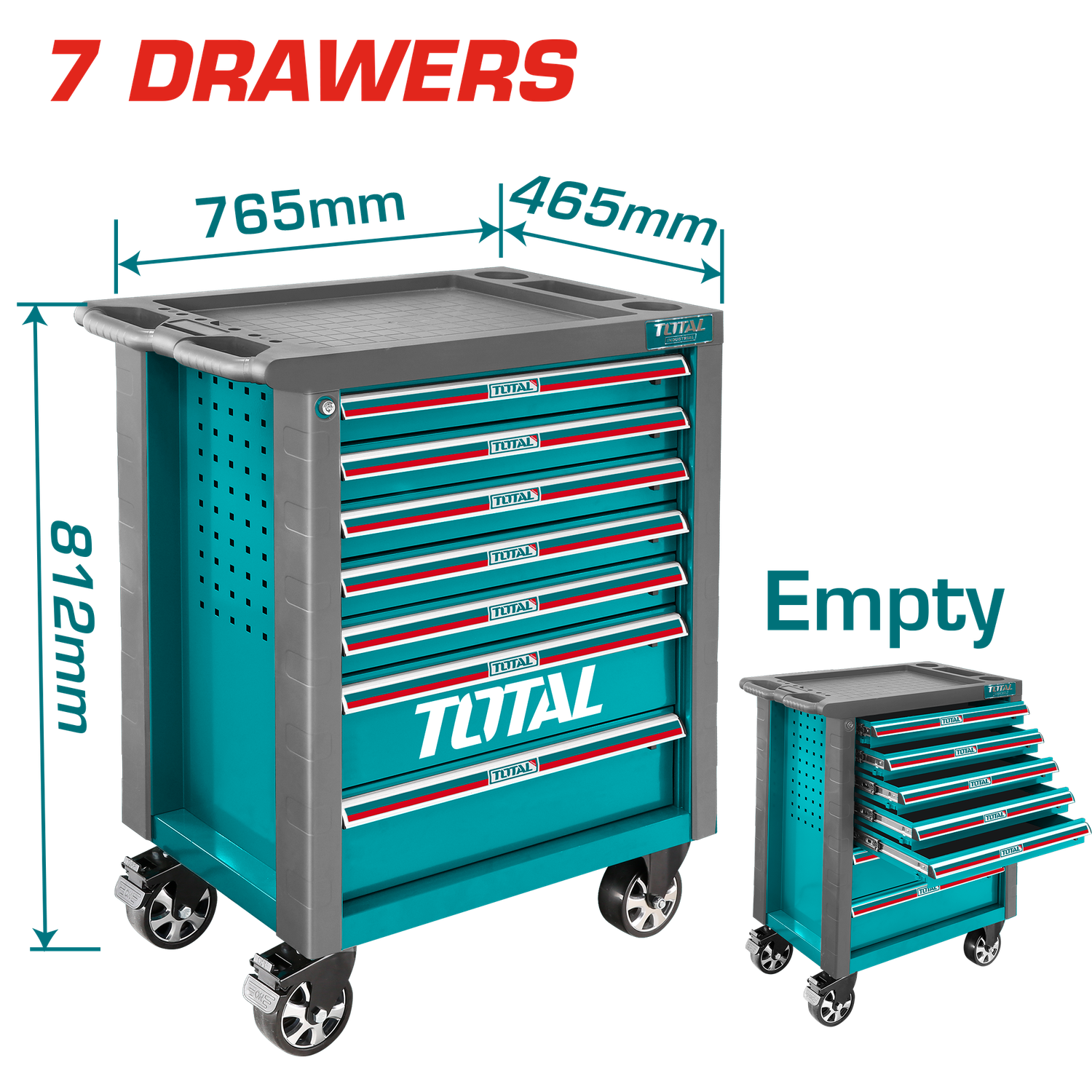 Total 765*465*812mm Roller Cabinet With 7 PCS Drawers – THRC01071