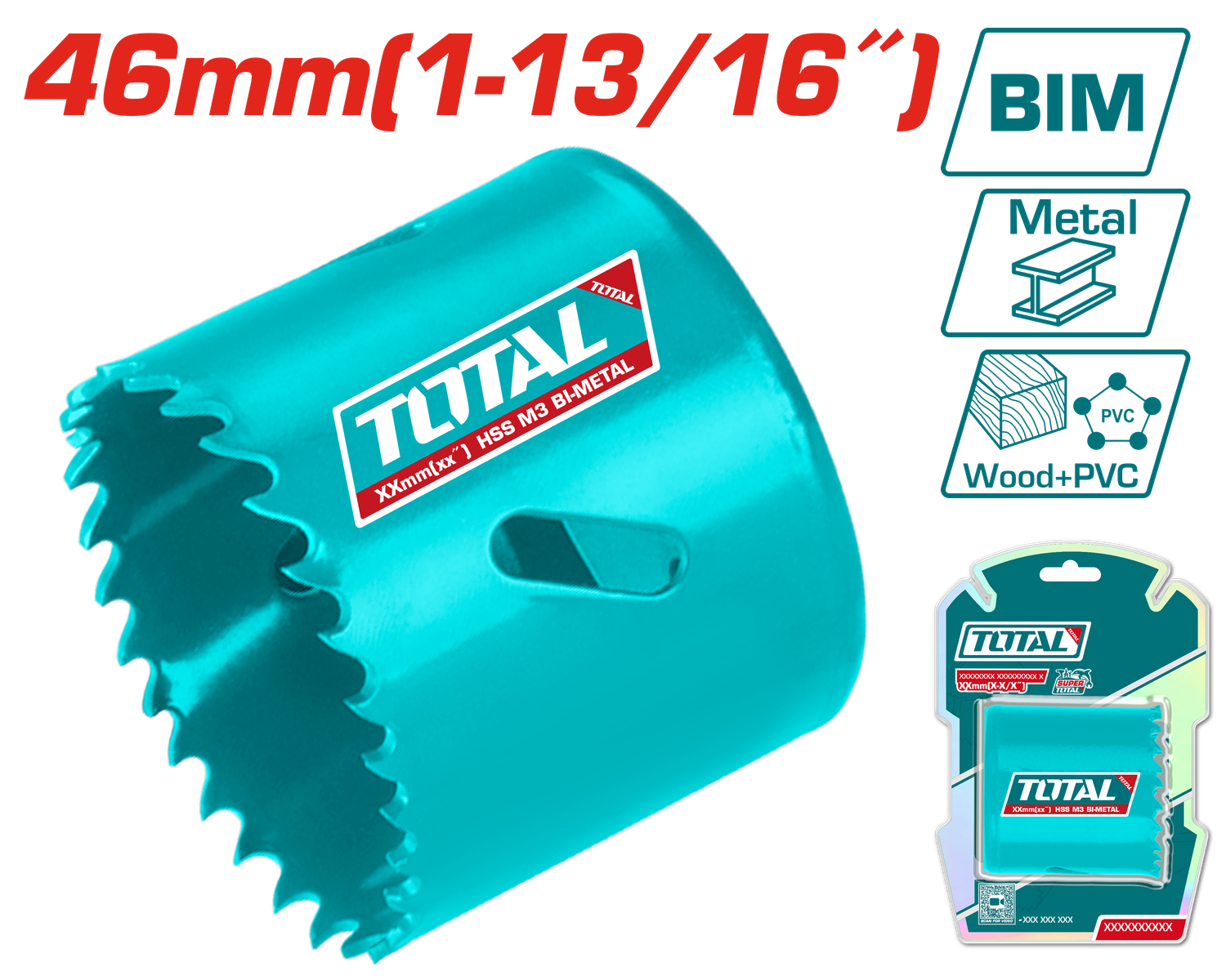 Total 46mm (1-13/16&quot;) HSS Bi-Metal Hole Saw –TAC410461