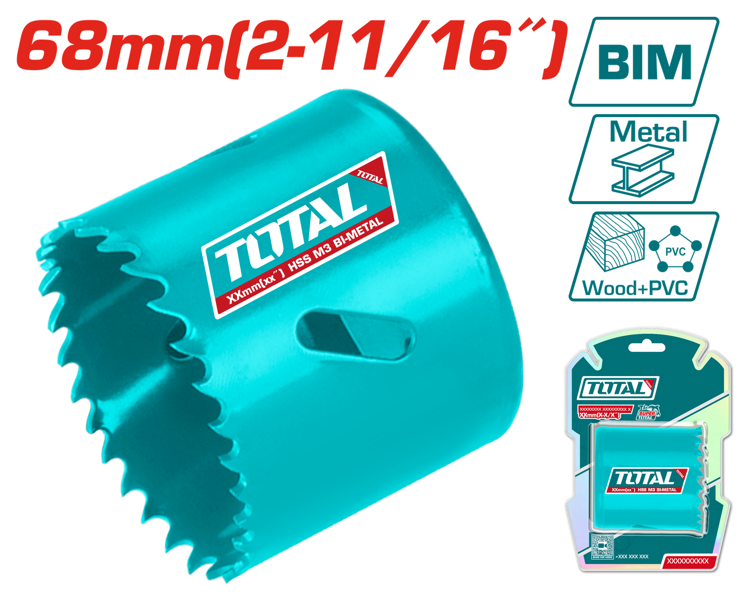 Total 68mm (2-11/16&quot;) HSS Bi-Metal Hole Saw –TAC410681