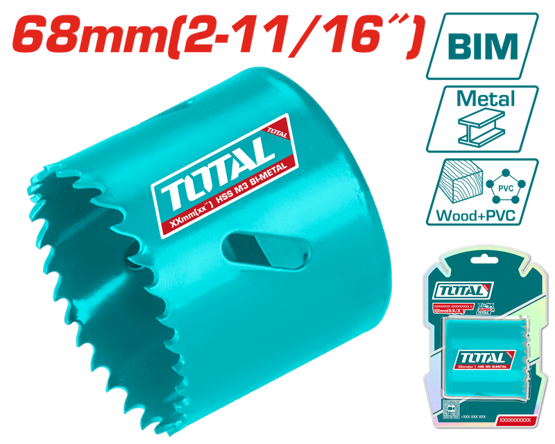Total 68mm (2-11/16&quot;) HSS Bi-Metal Hole Saw –TAC410681