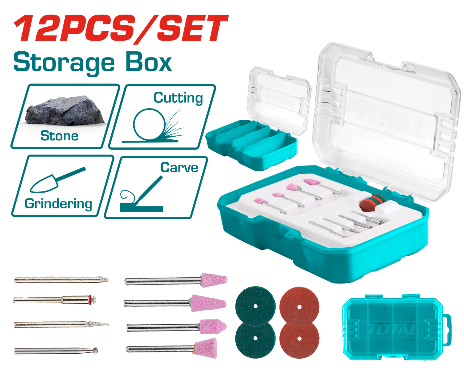 Total 12PCS Glass and Stone Working Set for Mini Drill - TAKMG2012