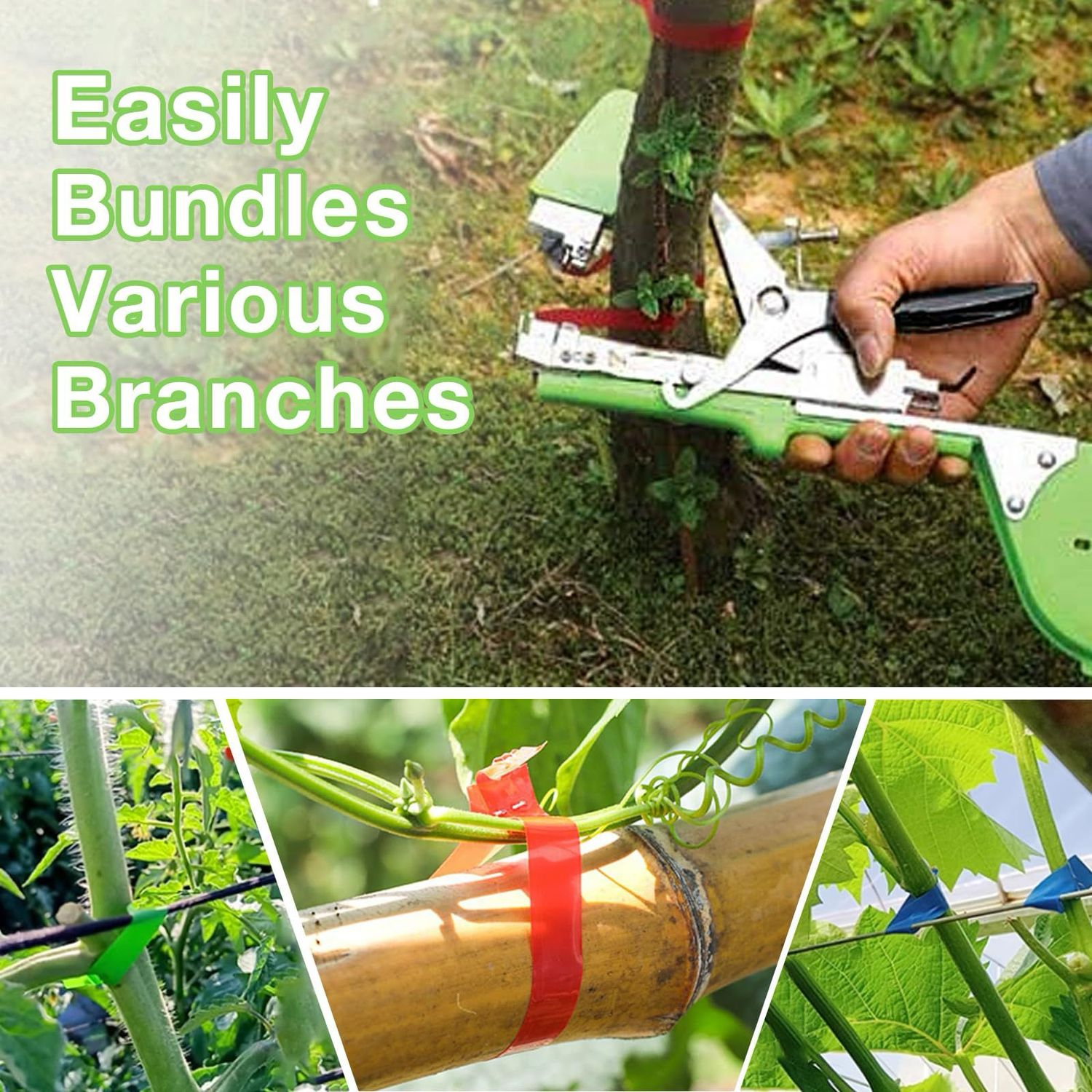 Tomato Clips Plant Tying Machine With Tape & Staples - Fast Tying Tool For Tomatoes, Peppers, Vines Binding Machine