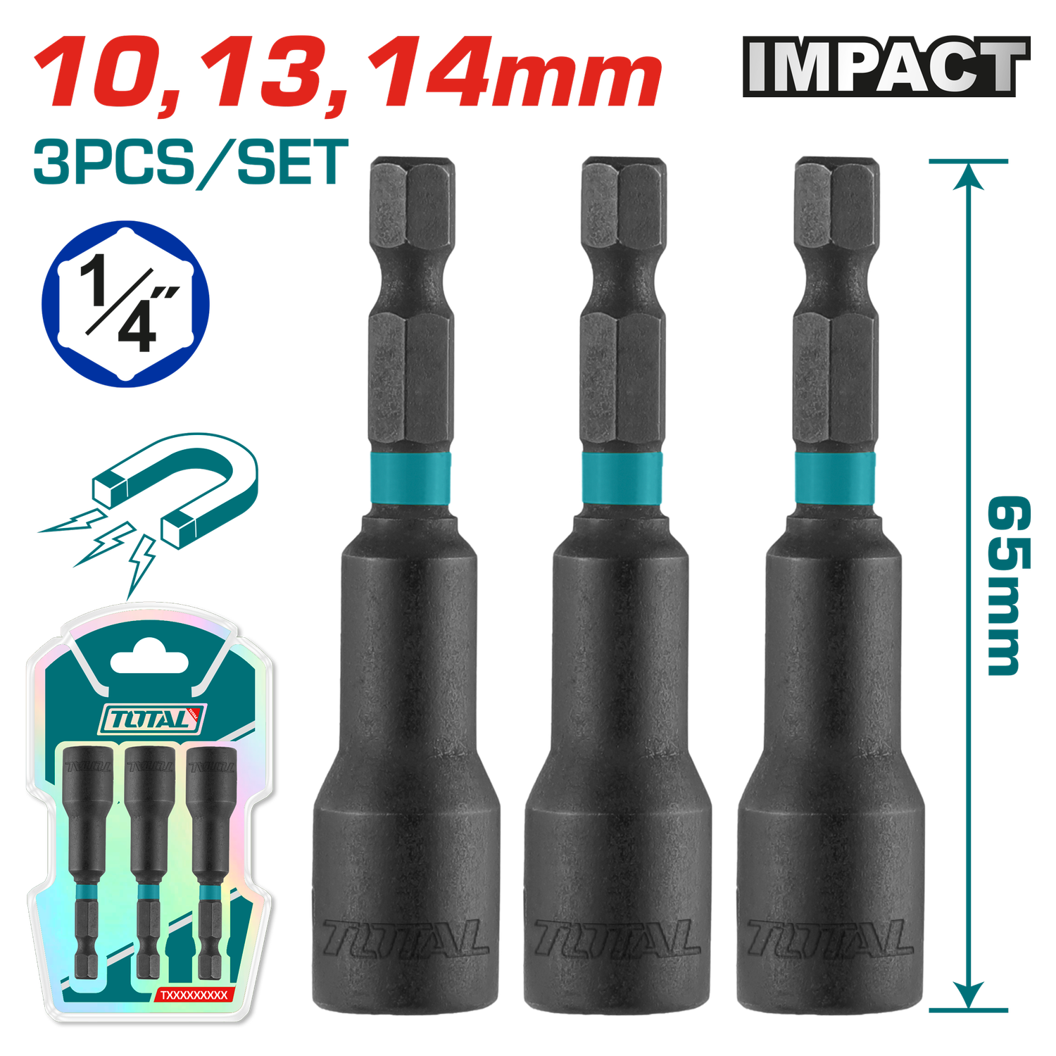 Total 3Pcs Impact Magnetic Nut Set-TAC2703431