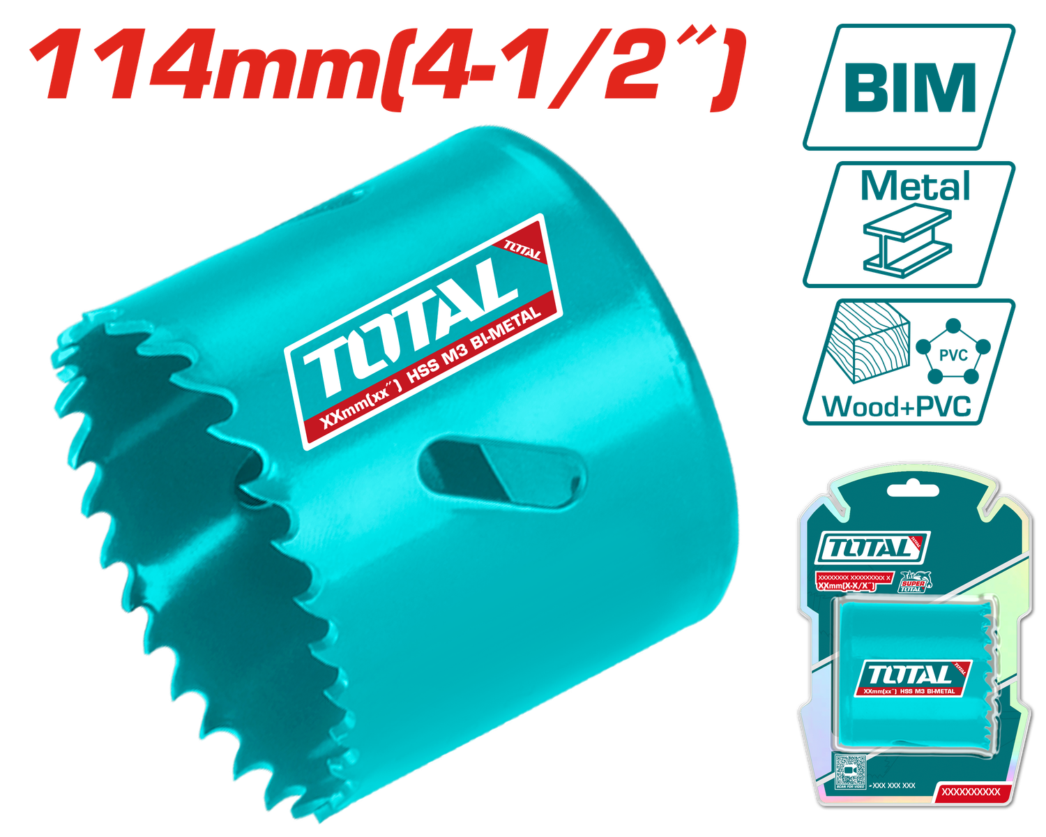 Total 114mm (4-1/2&quot;)HSS Bi-Metal Hole Saw – TAC4111412
