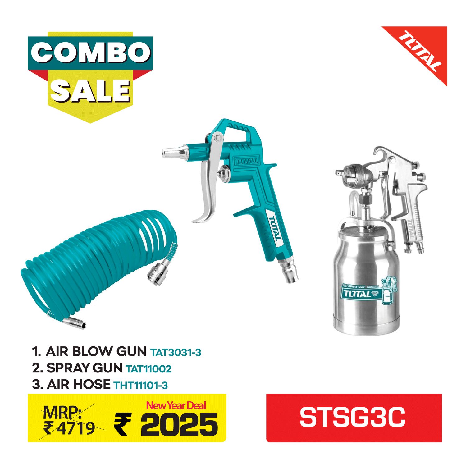 SUPER 2025 TOTAL SPRAY GUN 3 PCS COMBO -  STSG3C