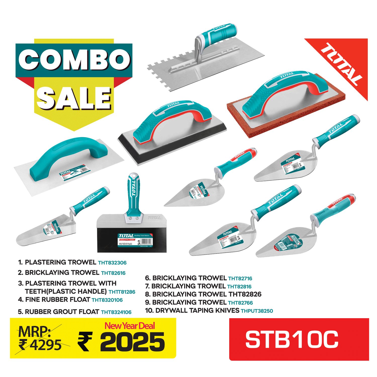 SUPER 2025 TOTAL BRICKLAYING 10 PCS COMBO - STB10C