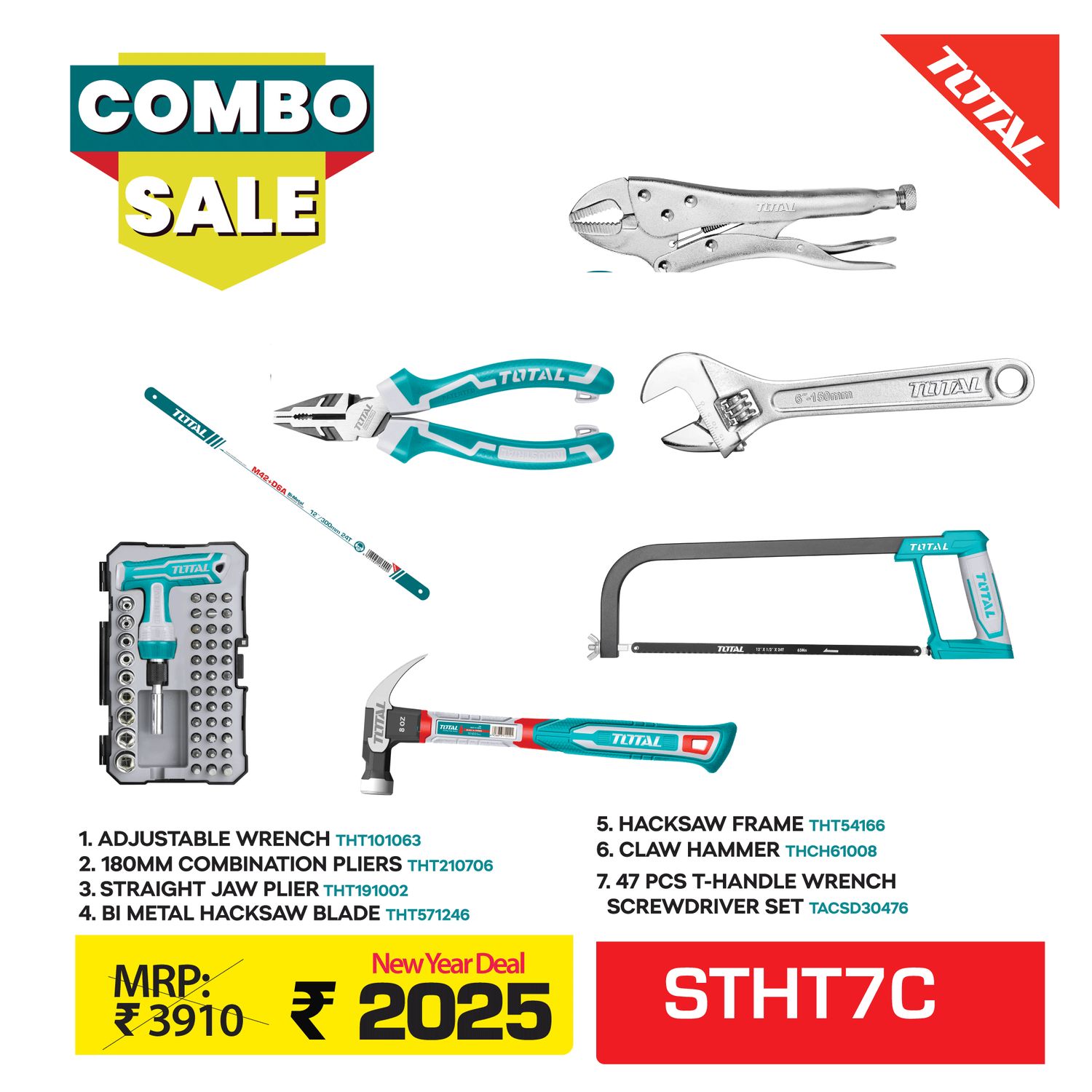 SUPER 2025 TOTAL HAND TOOLS 7 PCS COMBO - STHT7C