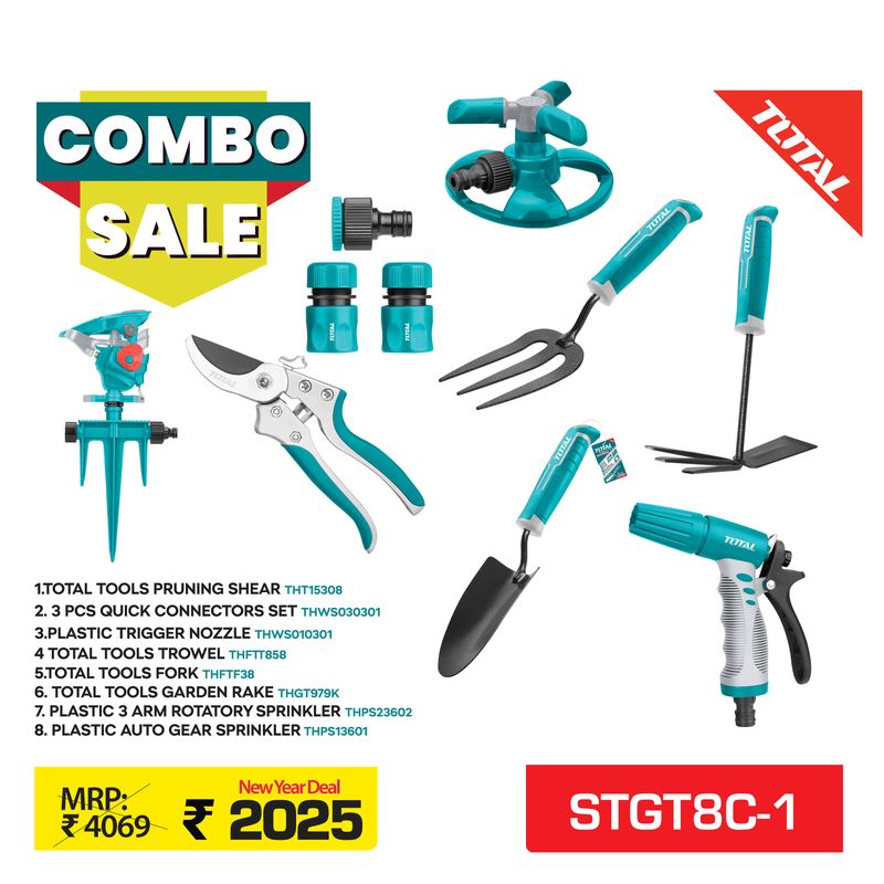 SUPER 2025 TOTAL GARDEN TOOLS 8 PCS COMBO - STGT8C-1