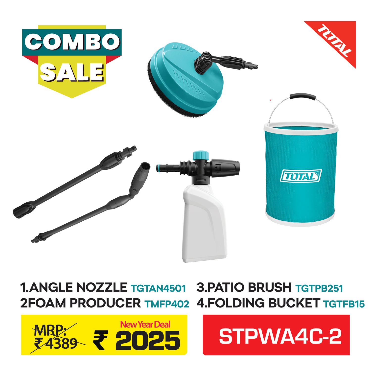 SUPER 2025 TOTAL PRESSURE WASHER ACCESSORIES 4 PCS COMBO -  STPWA4C-2