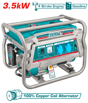 Total 3.5kW 4-Stroke Gasoline Generator with 15L Fuel Tank &amp; Recoil Start - TP135006
