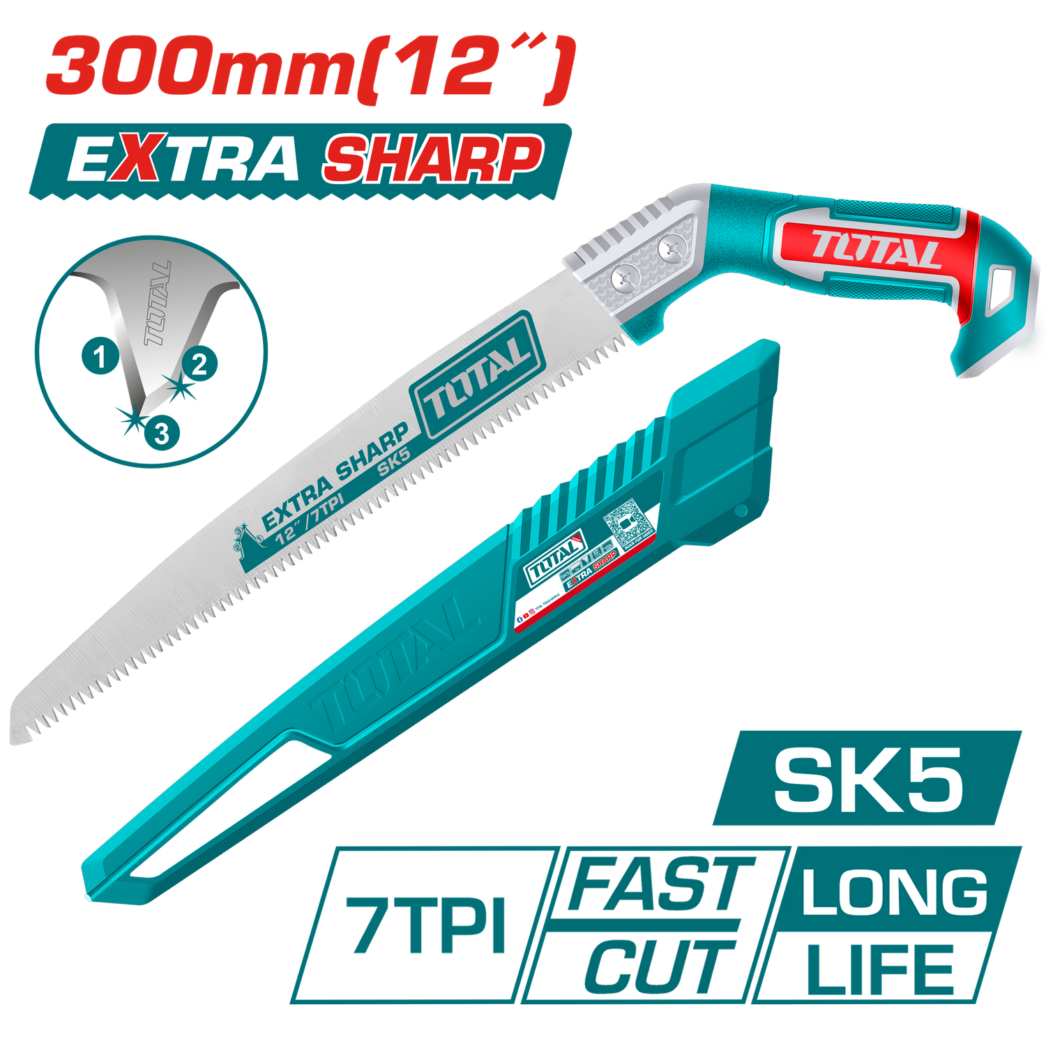 Total 12&quot; SK5 Pruning Saw with Triple Teeth &amp; Protective PP Shell- THPS3008