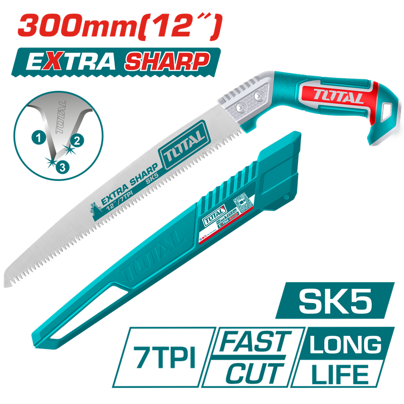 Total 12&quot; SK5 Pruning Saw with Triple Teeth &amp; Protective PP Shell- THPS3008