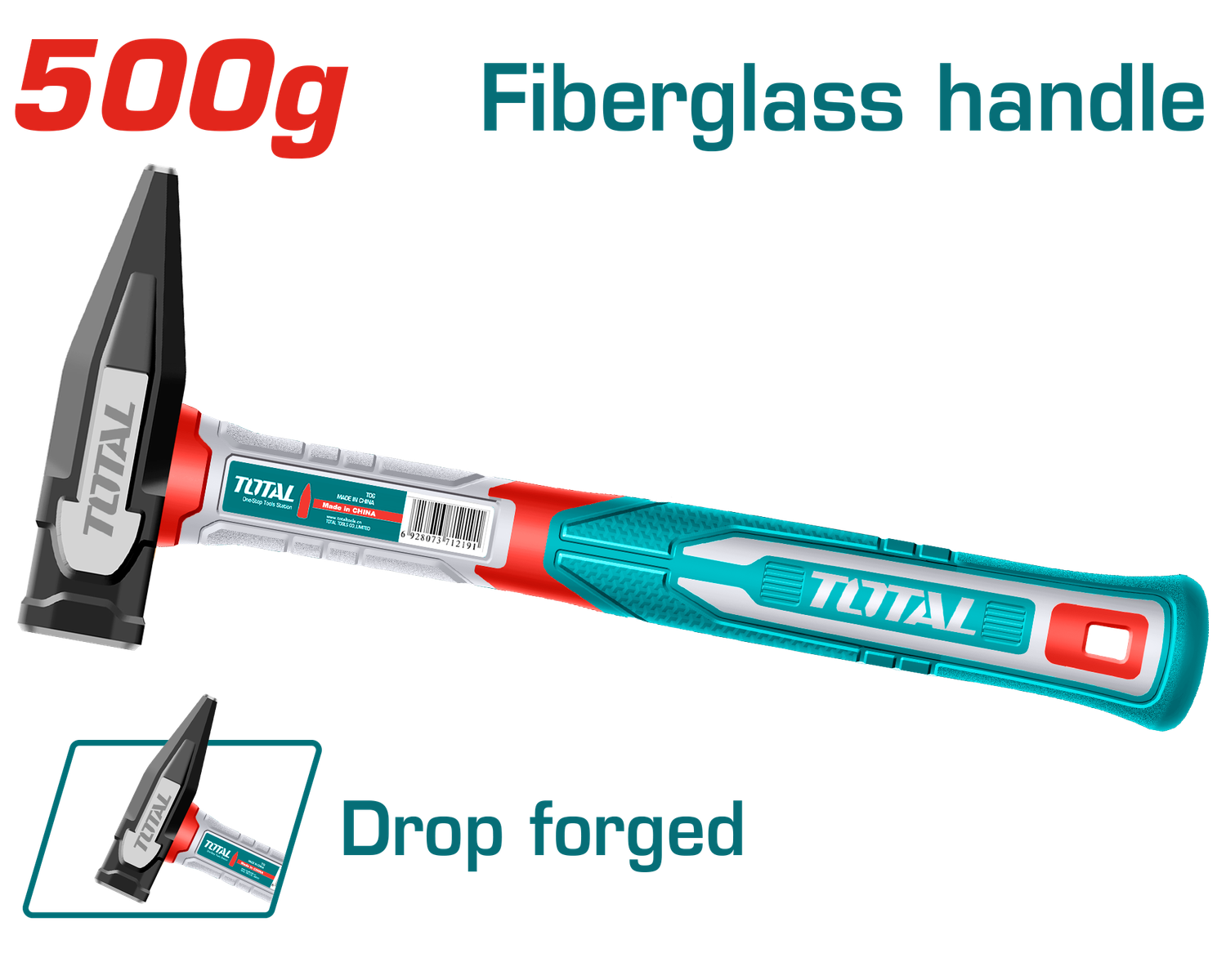 Total Drop-Forged 500g Hammer – Built for Tough Jobs &amp; Lasting Comfort- THMH62500