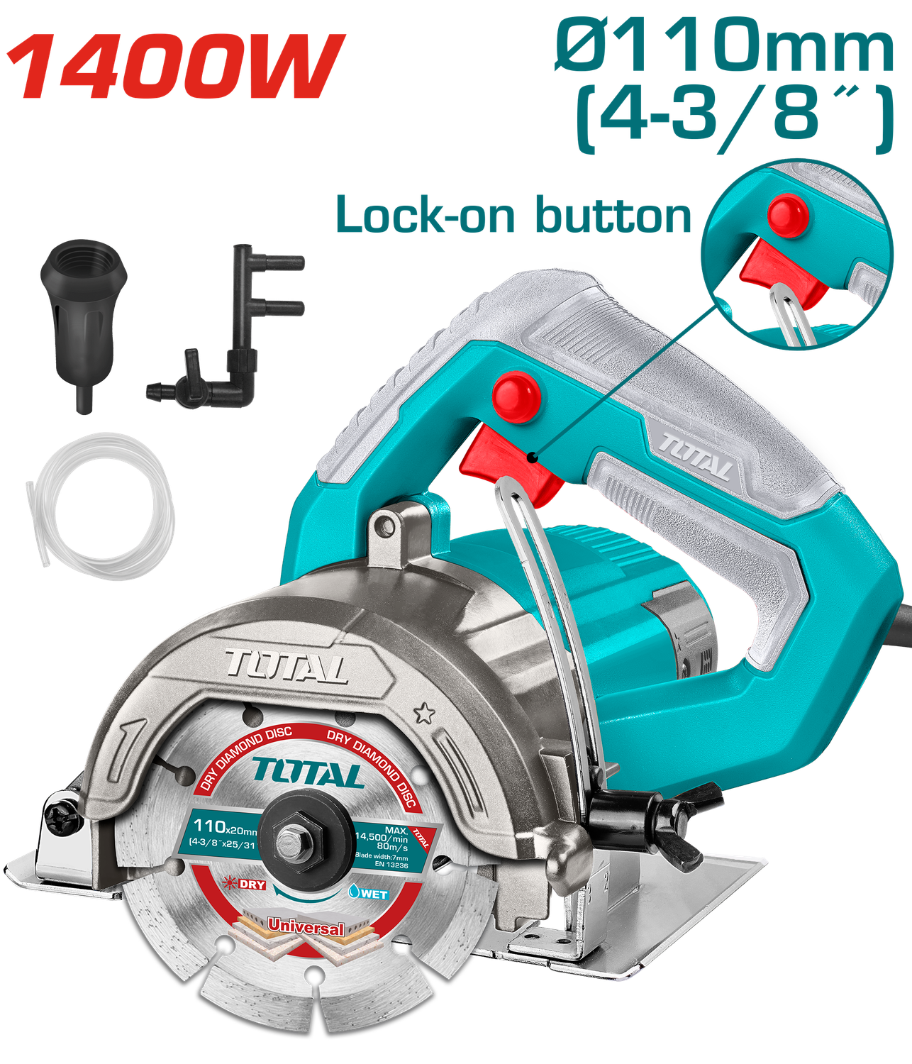 Total 110mm Electric Marble Cutter – 1400W Motor- TS3141106