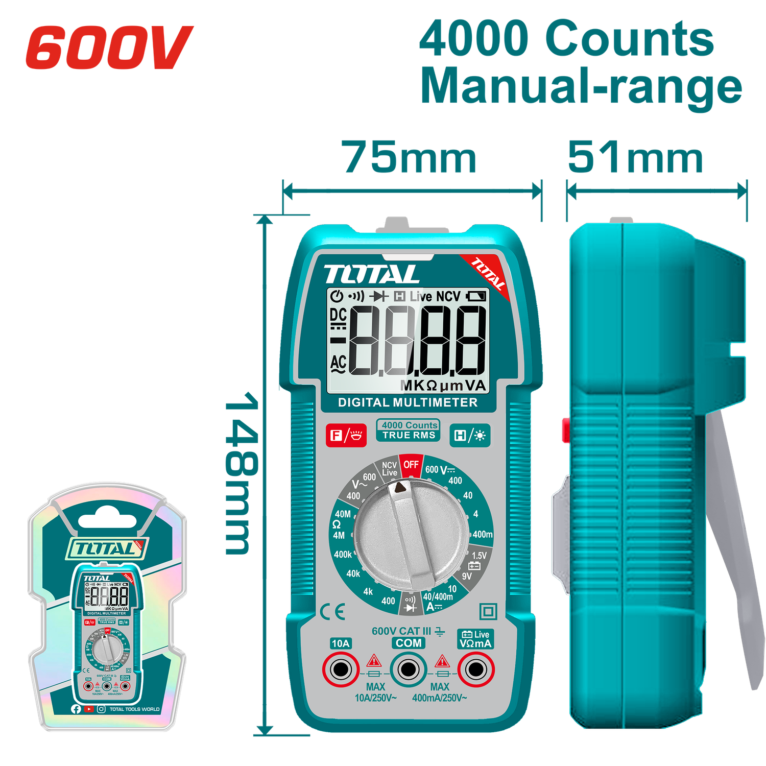 Total 4000 Count Digital Multimeter- TMT536002