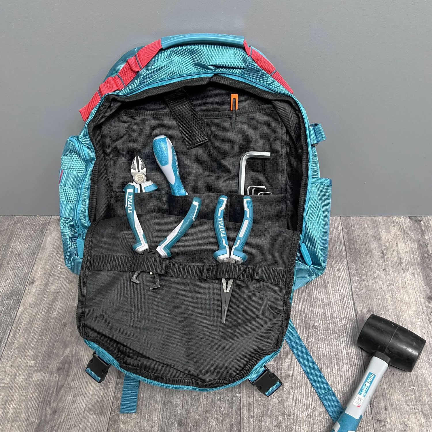 Total Heavy-Duty Tool Backpack Bag– 1680D Oxford, 8kg Load- THBP02025