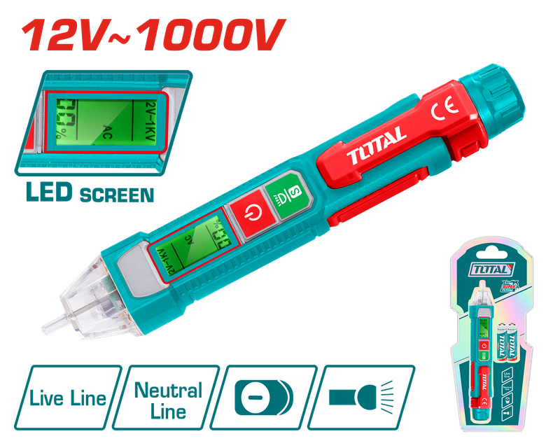 Total Voltage Sensor Pen – 12-1000V, Auto-Off- THT210003