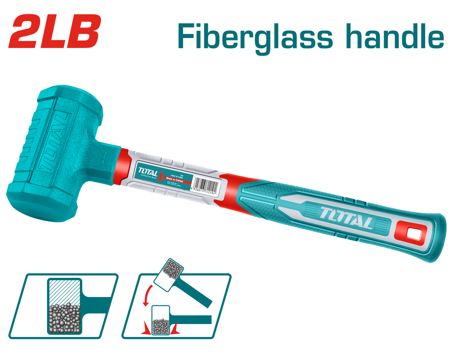 Total 2LB Dead Blow Mallet with Fiberglass Handle- THDBM06028